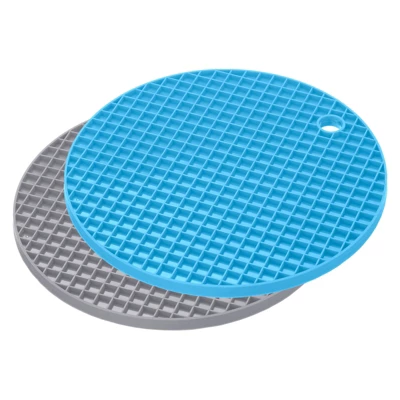 Unique Bargains Silicone Heat Resistant Non-slip Flexible Trivet Mats Light Gray, Blue 2 Pcs 3 Unique Bargains Silicone Heat Resistant Non-slip Flexible Trivet Mats Light Gray, Blue 2 Pcs - Image 3