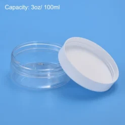 Unique Bargains Round Clear Plastic Empty Storage Jars With White Screw Top Lids 2 Pcs -Kitchen Utensil Store GUEST 36547b51 bc52 4fec 8b46 7a8eaff3d4f7