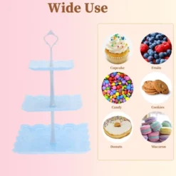 Unique Bargains 3 Tier Dessert Cupcake Stand Holder Square With Tiered Serving Tray For Donuts Fruits Blue White -Kitchen Utensil Store GUEST 365ff9ac d5cd 48d8 bd60 5d3b2c6ecfcb
