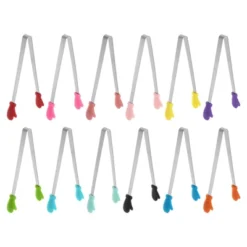 Unique Bargains Stainless Steel Silicone Tips Food Tongs 12 Pcs -Kitchen Utensil Store GUEST 36b0c95b 9b42 4e2e aa9c a775e15d40ec