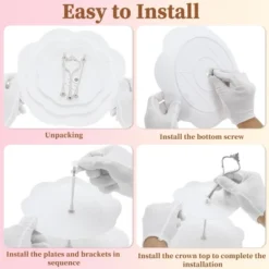 Unique Bargains 3 Tier Dessert Cupcake Stand Round With Tiered Serving Tray For Donuts Fruits White Silver Tone -Kitchen Utensil Store GUEST 37065ec9 2bd1 412e a19c dfe738f4d82d