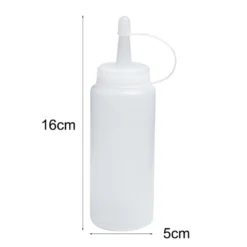 Unique Bargains Plastic Attached Nozzle Cap Oil Squeeze Bottle White 200ml 2 Pcs