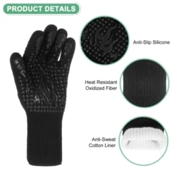 Unique Bargains Silicone Heat Resistant Fireproof Grilling Gloves 1472°F High Temp Resistance 1 Set