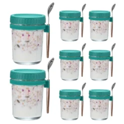 Unique Bargains Leak-Proof Measurement Marks Portable Glass Overnight Oats Container 8 Pcs -Kitchen Utensil Store GUEST 38c781bb ba59 43ef b58f cd05ea81907f