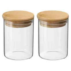 Unique Bargains Kitchen Food Storage Glass Jar With Airtight Bamboo Lid 2 Pcs -Kitchen Utensil Store GUEST 38cda194 a3a8 4f80 a018 5772a687457e