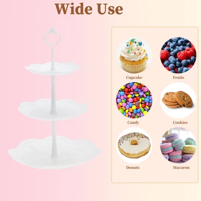 Unique Bargains 3 Tier Dessert Cupcake Stand Round Tiered Serving Tray For Donuts Fruits White 4 Unique Bargains 3 Tier Dessert Cupcake Stand Round Tiered Serving Tray For Donuts Fruits White - Image 4