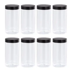 Unique Bargains Round Clear Plastic Empty Jars With Black Screw Top Lid For Storage 8 Pcs -Kitchen Utensil Store GUEST 3ae3de12 e166 479f bc42 469a7a3e9a55