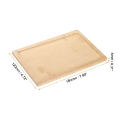 Unique Bargains Natural Bamboo Curved Edges Multi-Purpose Easy To Clean Serving Tray 7.09 X 4.72 Inch Yellow