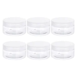 Unique Bargains Round Clear Plastic Empty Jars With Transparent Screw Top Lids For Storage 6 Pcs -Kitchen Utensil Store GUEST 3bcfc52f 544b 45aa a55f 098aaeff8cc8