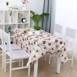 Unique Bargains Peony Pattern Water Oil Resistant Vinyl Square Tablecloth Multicolored 60" X 60"