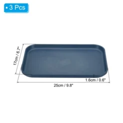 Unique Bargains Plastic Reusable Lightweight Rectangular Serving Tray 3 Pcs