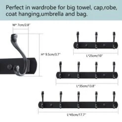 Unique Bargains Coat Rack Wall Mounted - Stainless Steel, Metal Coat Hook Rail For Coat Hat Towel Purse Robes Mudroom Bathroom Entryway, -Kitchen Utensil Store GUEST 3ef5f1f8 7fef 4432 b9b0 cca86bd40762