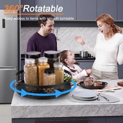 Unique Bargains Carbon Steel Adjustable Rotating Rack Pantry Lazy Susan Organizer 1 Pc 2 Unique Bargains Carbon Steel Adjustable Rotating Rack Pantry Lazy Susan Organizer 1 Pc - Image 2