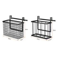 Unique Bargains Kitchen Cabinet Door With Towel Bar And Metal Wire Baskets Organizer 2 Pcs
