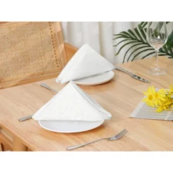 Unique Bargains Party Christmas Printed Floral Polyester Napkins 19 X 19 Inches 6 Pcs