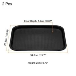 Unique Bargains Rectangle Plastic Reusable Fast Food Serving Tray 2 Pcs