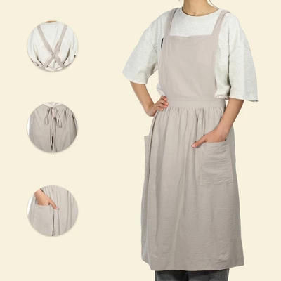 Unique Bargains Women's Cross Back Apron With Pockets 1 Pc 3 Unique Bargains Women's Cross Back Apron With Pockets 1 Pc - Image 3
