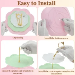 Unique Bargains 3 Tier Dessert Cupcake Stand Holder Round With Tiered Serving Tray For Donuts Fruits White Pink Green Gold Tone 8 Unique Bargains 3 Tier Dessert Cupcake Stand Holder Round With Tiered Serving Tray For Donuts Fruits White Pink Green Gold Tone -Kitchen Utensil Store GUEST 43ca07f9 f450 44d8 97f6 081dc57a5daa