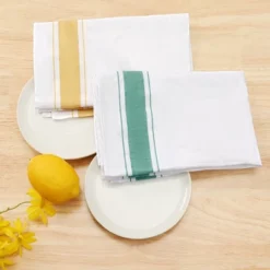Unique Bargains Hotels Restaurants Home Cotton Absorbent Linen Kitchen Towels Sets 20" X 28" 2 Pcs