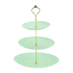 Unique Bargains 3 Tier Dessert Cupcake Stand Wave Style With Tiered Serving Tray For Donuts Fruits Green Gold Tone -Kitchen Utensil Store GUEST 44c1391e e2a5 4103 a7e3 312167a729ec
