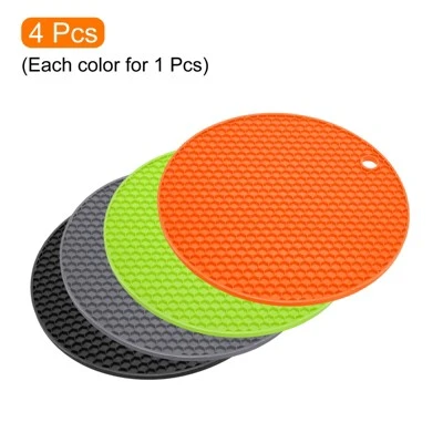 Unique Bargains Round Silicone Heat Resistant Non-slip Flexible Trivet Mats 4 Pcs 2 Unique Bargains Round Silicone Heat Resistant Non-slip Flexible Trivet Mats 4 Pcs - Image 2