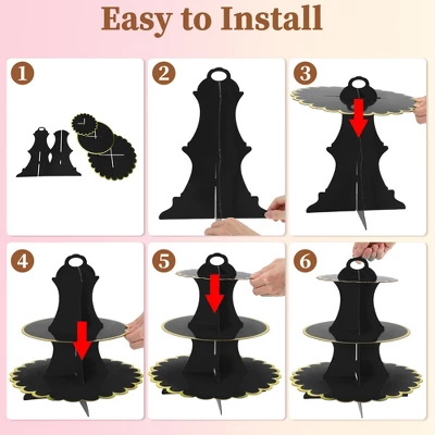 Unique Bargains 3-Tier Cardboard Cupcake Stand Tower 2 Pcs 3 Unique Bargains 3-Tier Cardboard Cupcake Stand Tower 2 Pcs - Image 3