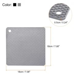 Unique Bargains Heat Resistant Non-Slip Silicone Kitchen Trivet Mats Light Gray, Black 2 Pcs