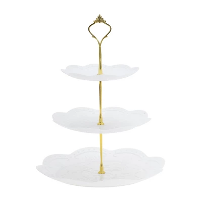 Unique Bargains 3 Tier Dessert Cupcake Stand Round Tiered Serving Tray For Donuts Fruits White Gold Tone 6 Unique Bargains 3 Tier Dessert Cupcake Stand Round Tiered Serving Tray For Donuts Fruits White Gold Tone - Image 6