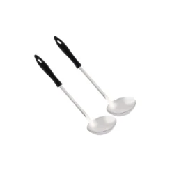 Unique Bargains Kitchen Stainless Steel Stew Spoons 10" X 2.7" Silver Tone Black 2 Pcs -Kitchen Utensil Store GUEST 4969aab3 09f8 4856 a13a 98e61654a61b