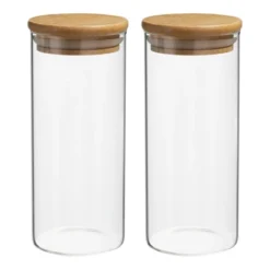 Unique Bargains Kitchen Food Storage Glass Jar With Airtight Bamboo Lid 2 Pcs -Kitchen Utensil Store GUEST 4c51d38b d3e1 43b4 a1c9 6ba28a5bd8fd