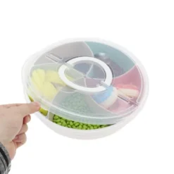 Unique Bargains Round Fridge Food Storage Containers 5 Compartment White Transparent 1 Set -Kitchen Utensil Store GUEST 4c636107 db49 4de7 b861 421c35b66d68