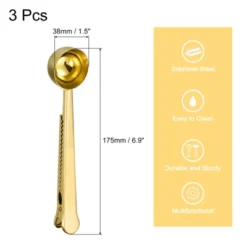 Unique Bargains Stainless Steel With Clip 2 In 1 Coffee Measuring Spoon 3 Pcs