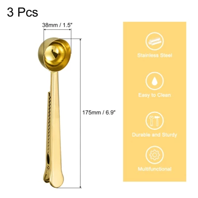 Unique Bargains Stainless Steel With Clip 2 In 1 Coffee Measuring Spoon 3 Pcs 1 Unique Bargains Stainless Steel With Clip 2 In 1 Coffee Measuring Spoon 3 Pcs
