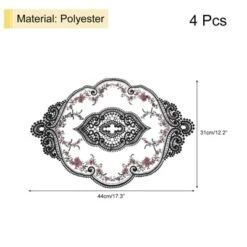 Unique Bargains Polyester Flexible Embroidery Vintage French Style Table Place Mats 4 Pcs
