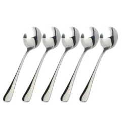 Unique Bargains Stainless Steel Tableware Straight Handle 7" Long Soup Spoons Silver Tone 5 Pcs -Kitchen Utensil Store GUEST 4fa4b8b7 3db7 4364 9667 1abafe94d367