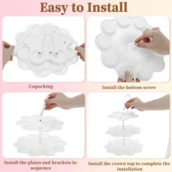 Unique Bargains 3-Layer Dessert Cupcake Stand Flower-shaped With Tiered Serving Tray For Pastries Donuts And Fruits White -Kitchen Utensil Store GUEST 50dc1236 72d8 4ce3 a5b4 097e4137338f