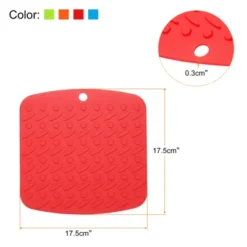 Unique Bargains Flexible Durable Non-Slip Silicone Trivet Mat Red/Orange/Blue/Green 4 Pcs