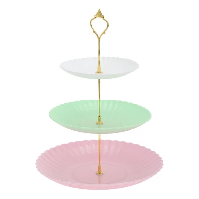 Unique Bargains 3 Tier Dessert Cupcake Stand Wave Style With Tiered Serving Tray For Donuts Fruits White Pink Gree 3 Unique Bargains 3 Tier Dessert Cupcake Stand Wave Style With Tiered Serving Tray For Donuts Fruits White Pink Gree - Image 3