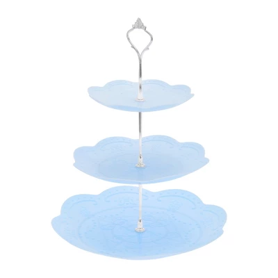 Unique Bargains 3 Tier Dessert Cupcake Stand Holder Round With Tiered Serving Tray For Donuts Fruits Blue Silver Tone 6 Unique Bargains 3 Tier Dessert Cupcake Stand Holder Round With Tiered Serving Tray For Donuts Fruits Blue Silver Tone - Image 6