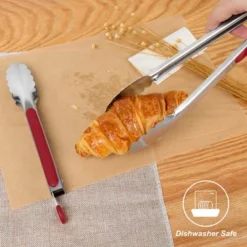 Unique Bargains Silicone Handle Stainless Steel BBQ Non-stick Locking Tongs Burgundy 9"&12" 2 Pcs -Kitchen Utensil Store GUEST 536e909c 4dc3 473b b1a7 609083e89262