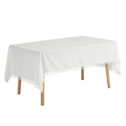 Unique Bargains Banquet Dinner Rectangle Polyester Tassels Wrinkle Tablecloth -Kitchen Utensil Store GUEST 53c910f7 e4c9 4d0d 8df8 9ccb8c3aa15d