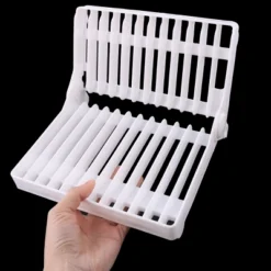 Unique Bargains Restaurant Kitchen Plastic 12 Slots Folding Dish Drying Rack White 1 Pc
