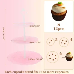 Unique Bargains Circular 3-Layer Cupcake Stand With Tiered Serving Tray For Pastries Donuts And Fruits
