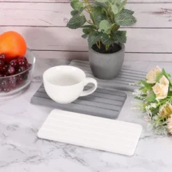 Unique Bargains Diatomite Water Absorbent Grooves Soap Dish Drying Mats 8.66" X 4.33" 2 Pcs -Kitchen Utensil Store GUEST 5b1275cf 7733 43f1 8282 95c4b5941bcb