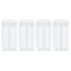 Unique Bargains Round Clear Plastic Empty Jars With White Screw Lid For Storage 4 Pcs -Kitchen Utensil Store GUEST 5b427ba4 351f 48b3 b21d 52255a6d3c5c