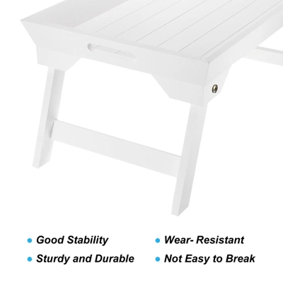Unique Bargains Portable Wooden Serving Platter Laptop Snack Table Bed Trays With Folding Legs 18.9 X 12.6 X 9.45 Inch 2 Pcs 3 Unique Bargains Portable Wooden Serving Platter Laptop Snack Table Bed Trays With Folding Legs 18.9 X 12.6 X 9.45 Inch 2 Pcs - Image 3