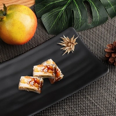 Unique Bargains Rectangle Shaped Dinnerware Sushi Serving Dish Plate Black 5 Unique Bargains Rectangle Shaped Dinnerware Sushi Serving Dish Plate Black - Image 5