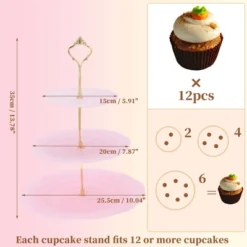Unique Bargains Round 3-Layer Cake Display Holder With Layered Serving Tray For Pastries Donuts And Fruits
