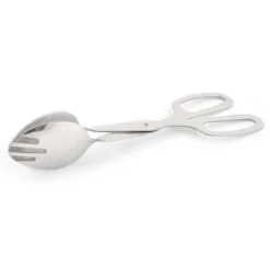 Unique Bargains Metal Kitchen Stylish Convenient Food Tongs Silver Tone 1 Pc