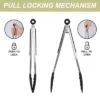 Stainless Steel Kitchen Tongs Set Silicone Food Cooking Tongs 3Pcs